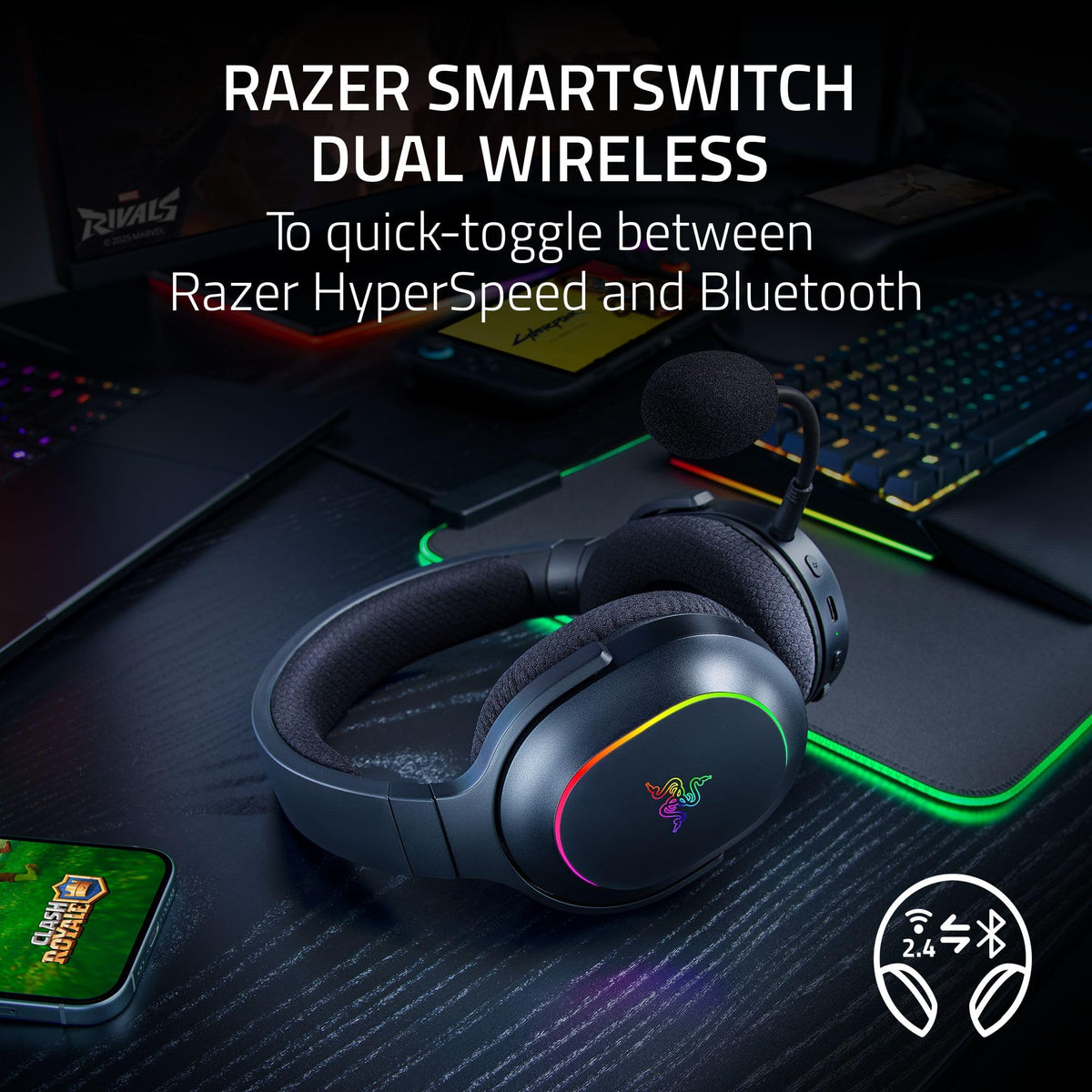 Razer Barracuda X Chroma Wireless Gaming Headset, Black