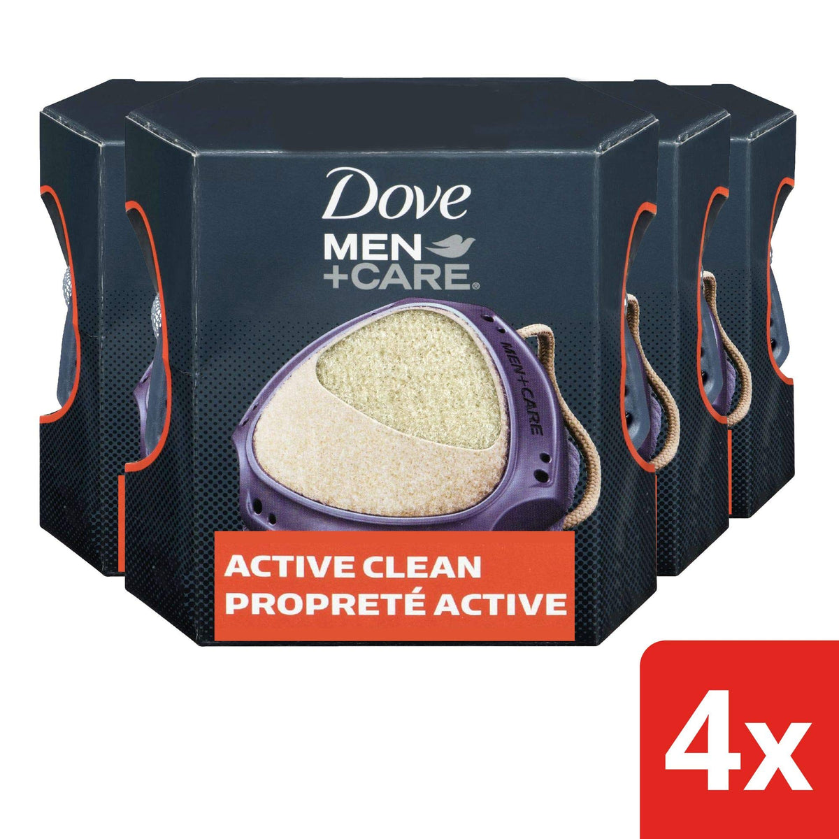 Dove Men+Care Active Clean Dual Sided Shower Tool, Pack of 4