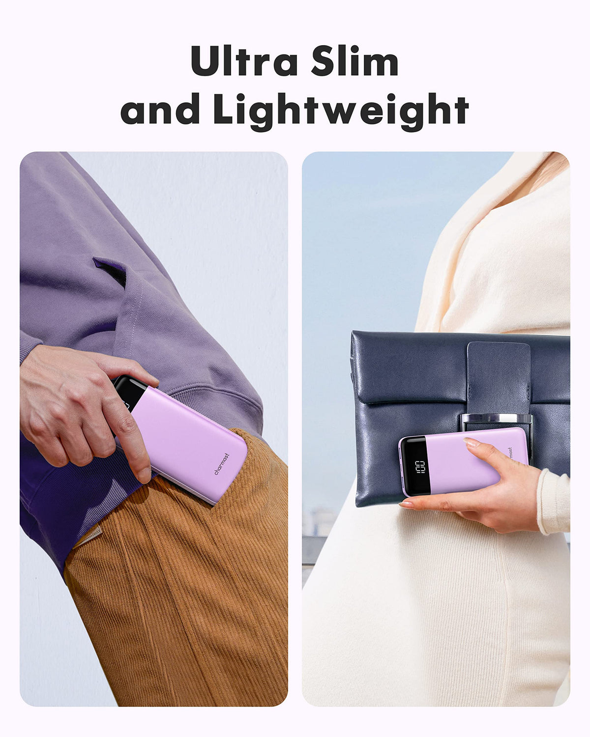 Charmast Slim Portable Charger, 10000mAh, Purple