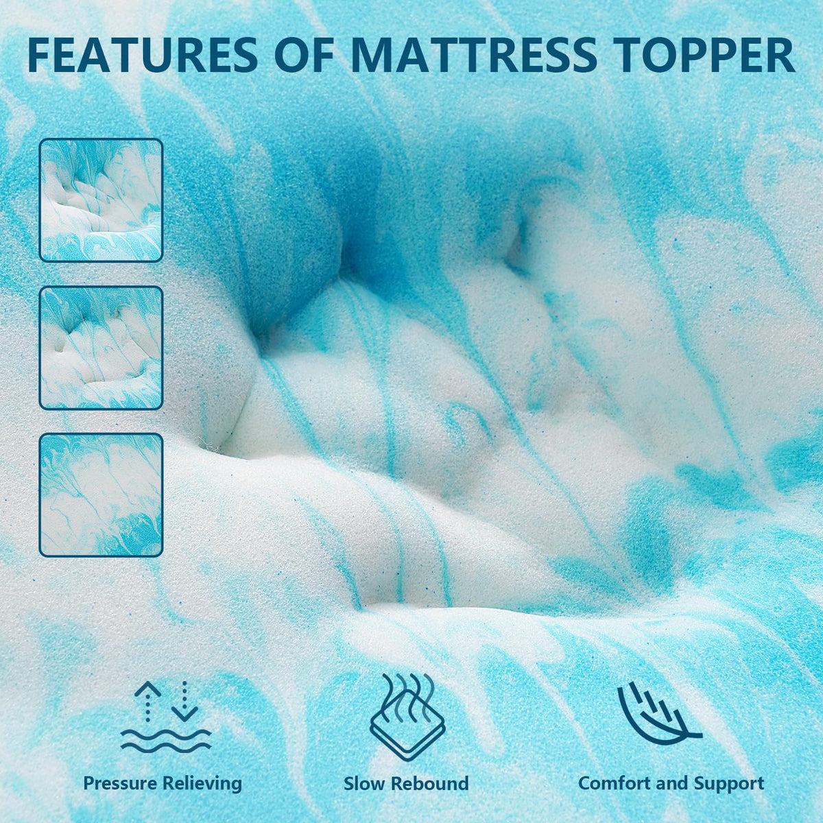SakuraHome 2" Gel Memory Foam Mattress Topper, Queen