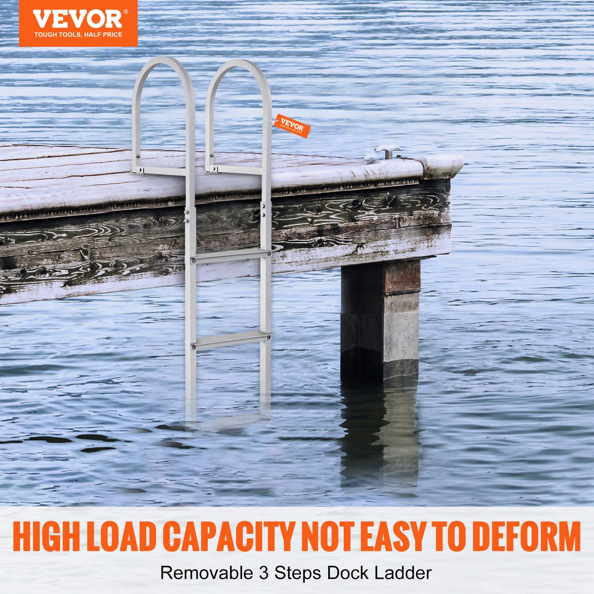 VEVOR Removable Aluminum Dock Ladder, 3 Steps, 500 lbs