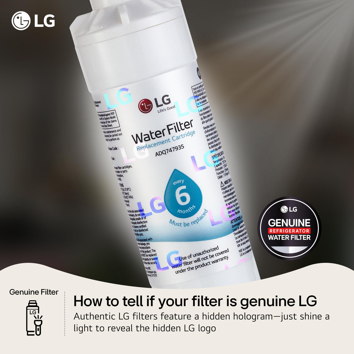 LG LT1000P Refrigerator Water Filter Replacement, 6 Month