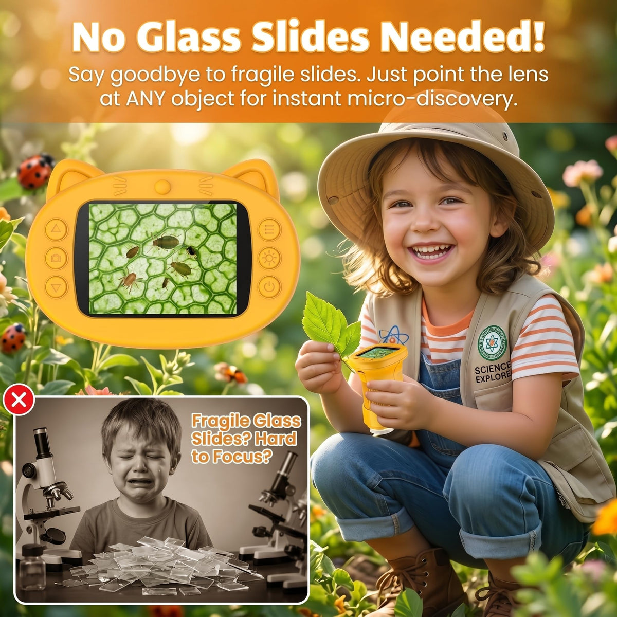 OAEBLLE 1000X Kids' Digital Microscope with 2.4" Screen