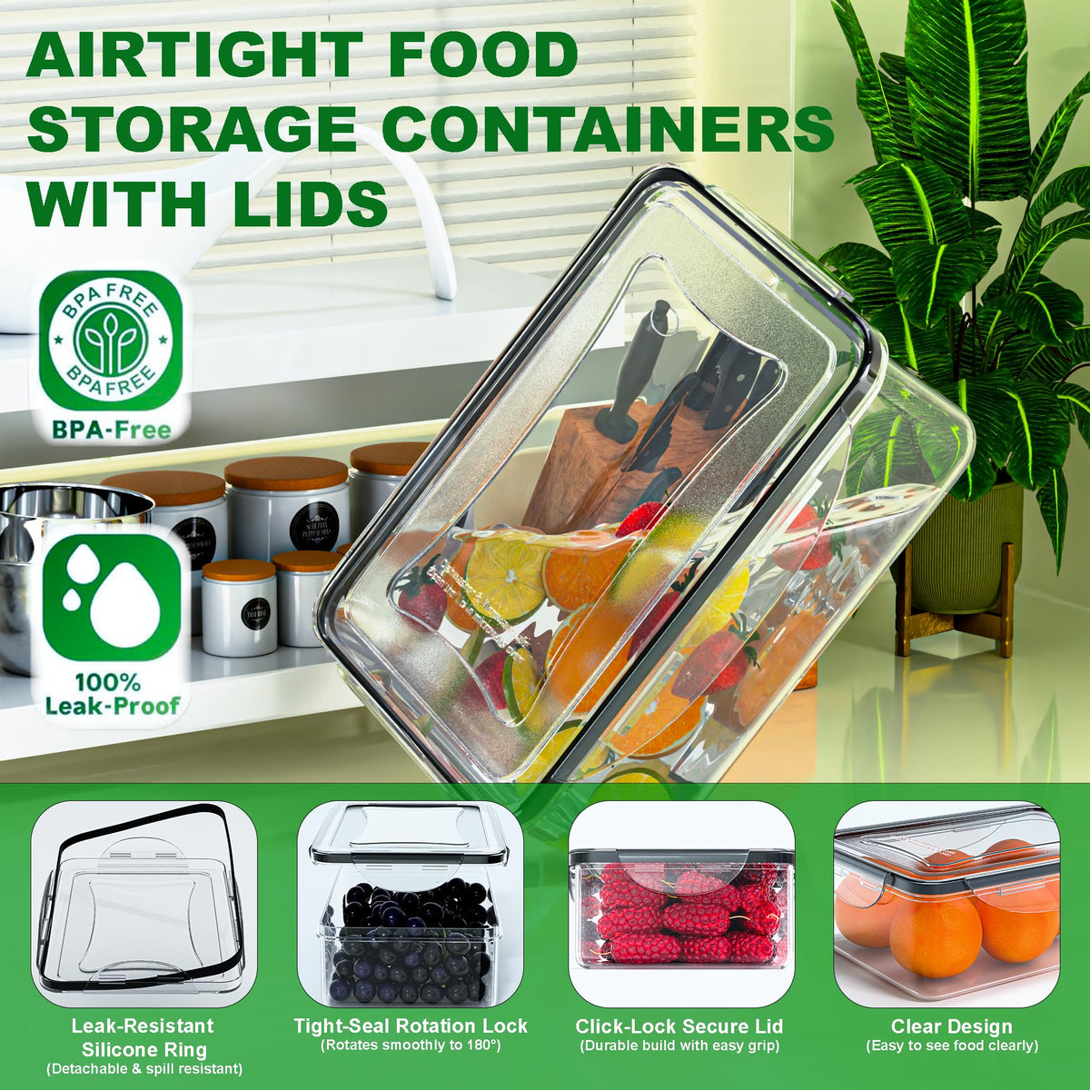 Airtight Food Storage Containers with Lids, 62 Pcs, 19400 ml