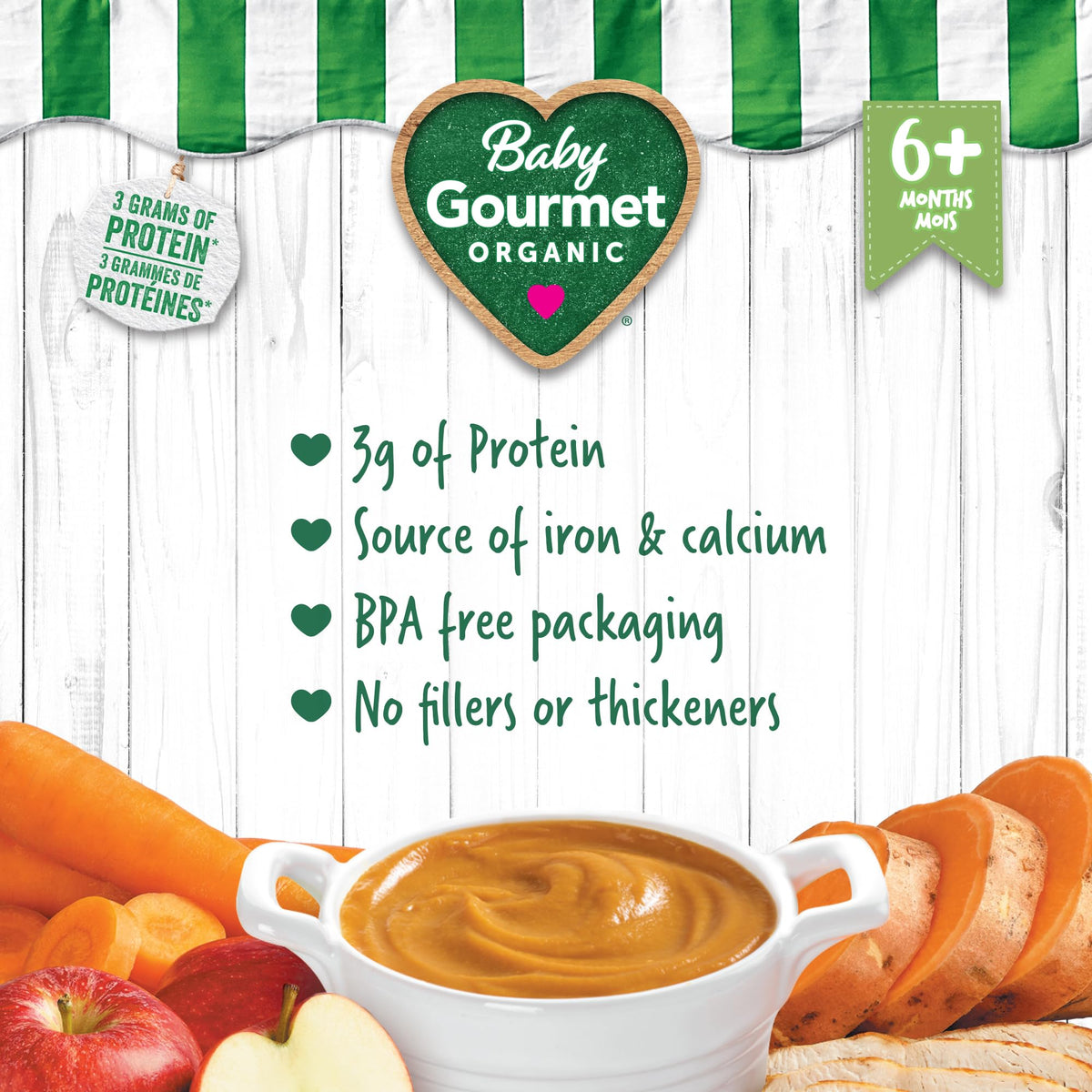 Baby Gourmet Sweet Potato Apple and Chicken Pouches, 128mL, 16 Pack