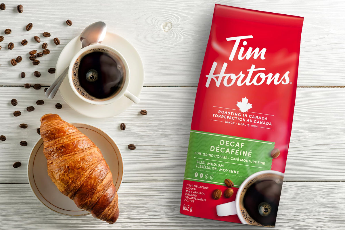 Tim Hortons Decaf Fine Grind Coffee, Medium Roast, 652g Bag