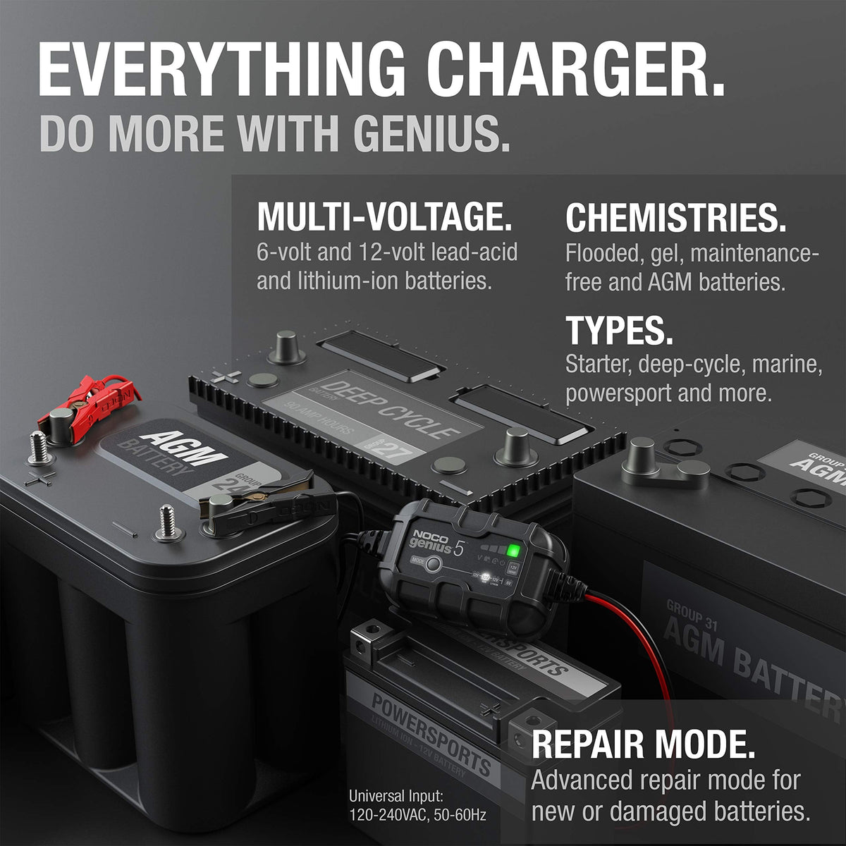 NOCO GENIUS5 5A 6V/12V Smart Battery Charger & Maintainer