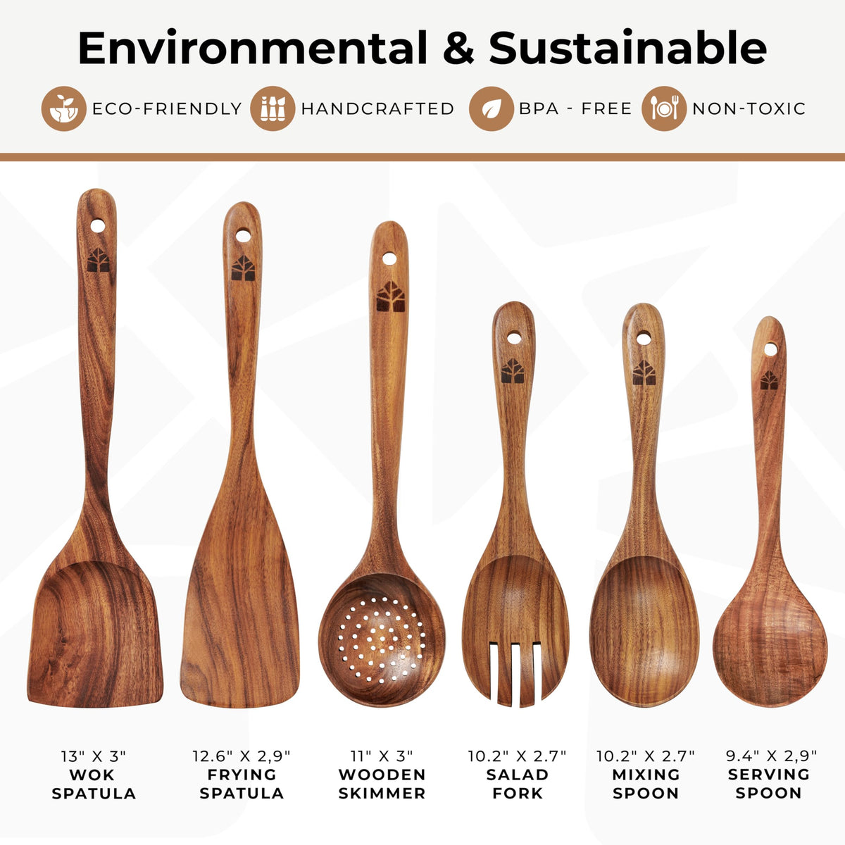 Teak Wood Cooking Utensil Set (6 Pieces)
