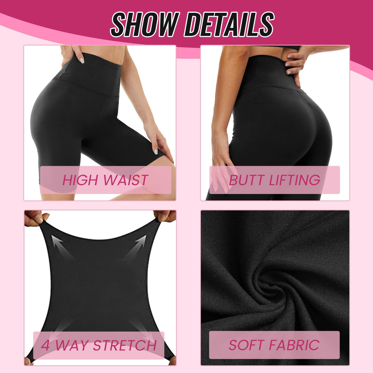 CAMPSNAIL Women's High Waisted Biker Shorts (4 Pack)