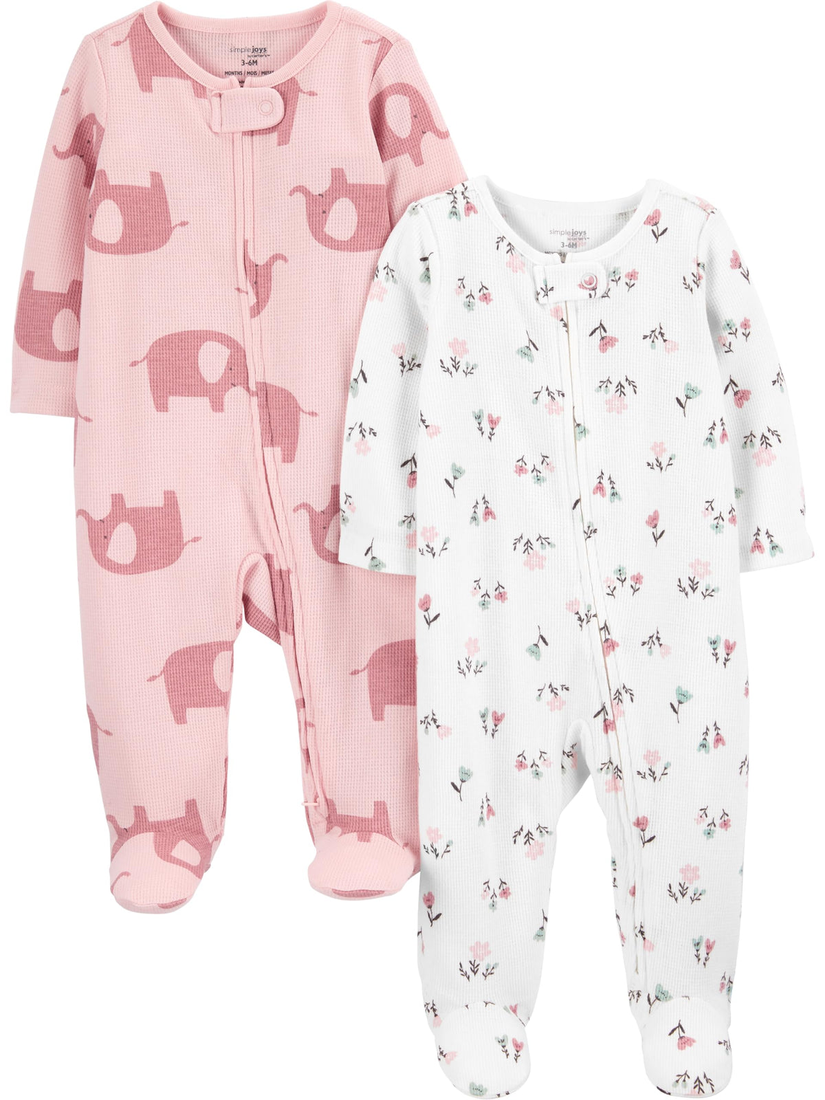 Simple Joys by Carter's Girls' Baby 2-Pack Footed Sleep and Play, NB