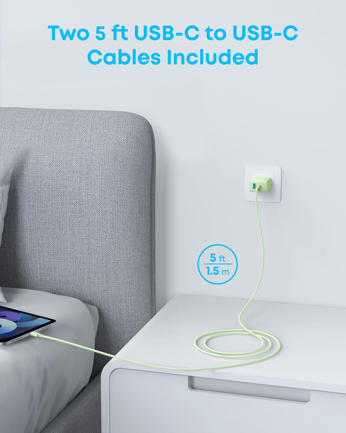 Anker 20W Fast USB C Charger for iPhone, Green, 2 Pack with 2 Cables