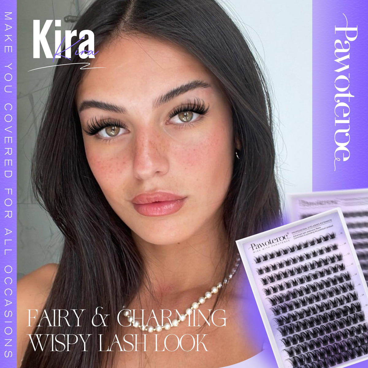 Pawotence Wispy D Curl Cluster Lash Extensions, 10-18 mm