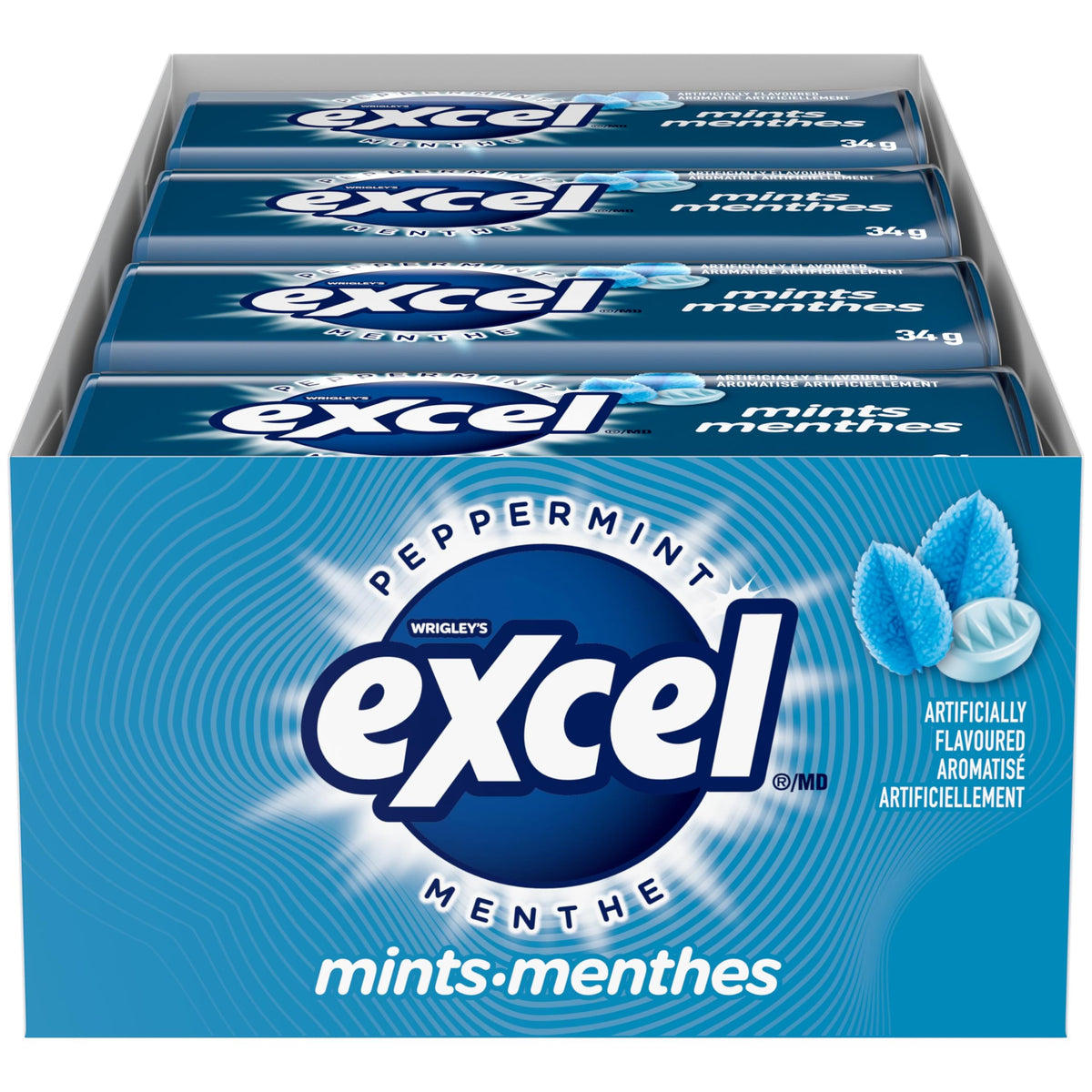 Excel Peppermint Mints, 34 g Tin, 8 Packs