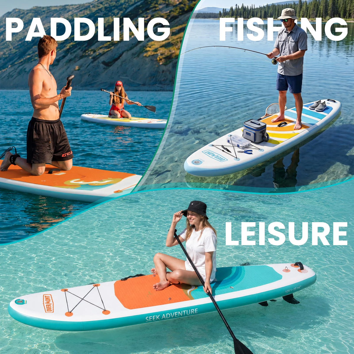Overmont Inflatable Paddle Board, 10'7" x 33" x 6"