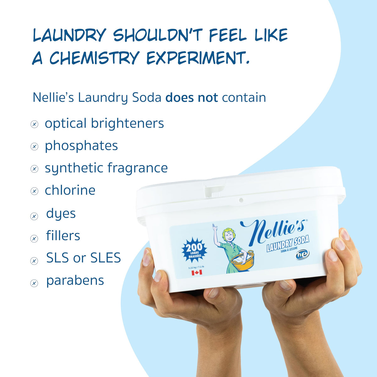 Nellie's Laundry Soda Fragrance-Free Powder Detergent, 200 Loads