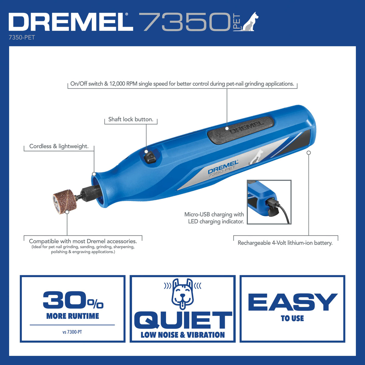 Dremel 7350-PET 4V Pet & Dog Nail Grinder Kit
