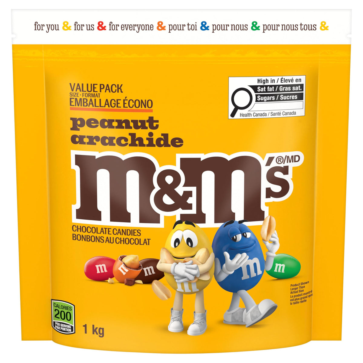 M&M'S Peanut Milk Chocolate Candy Share Bag, 1kg