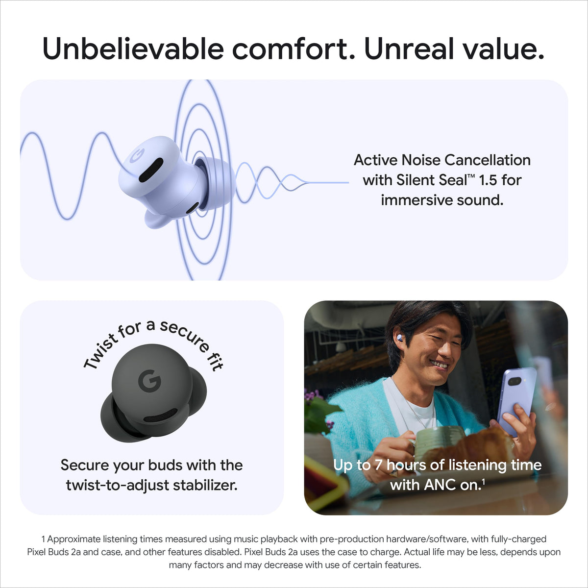 Google Pixel Buds 2a Wireless Earbuds, Hazel