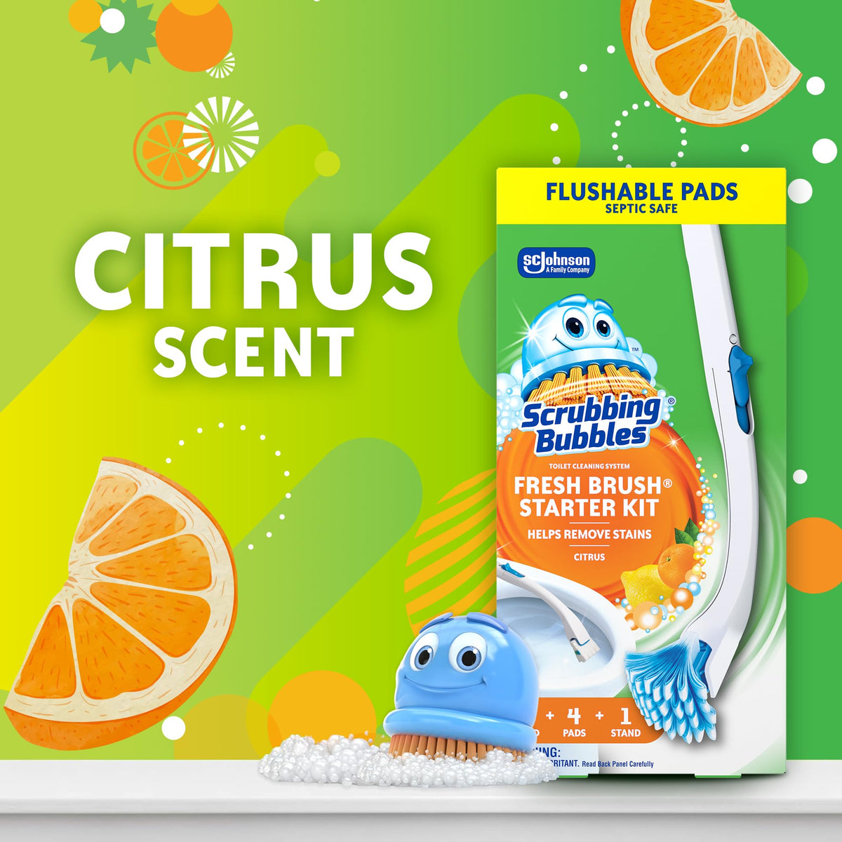 Scrubbing Bubbles Fresh Brush Toilet Cleaning Starter Kit, Citrus