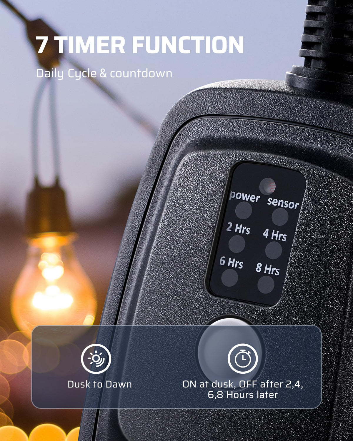 Dewenwils Outdoor Light Timer, Waterproof, 100 ft Remote, 15A