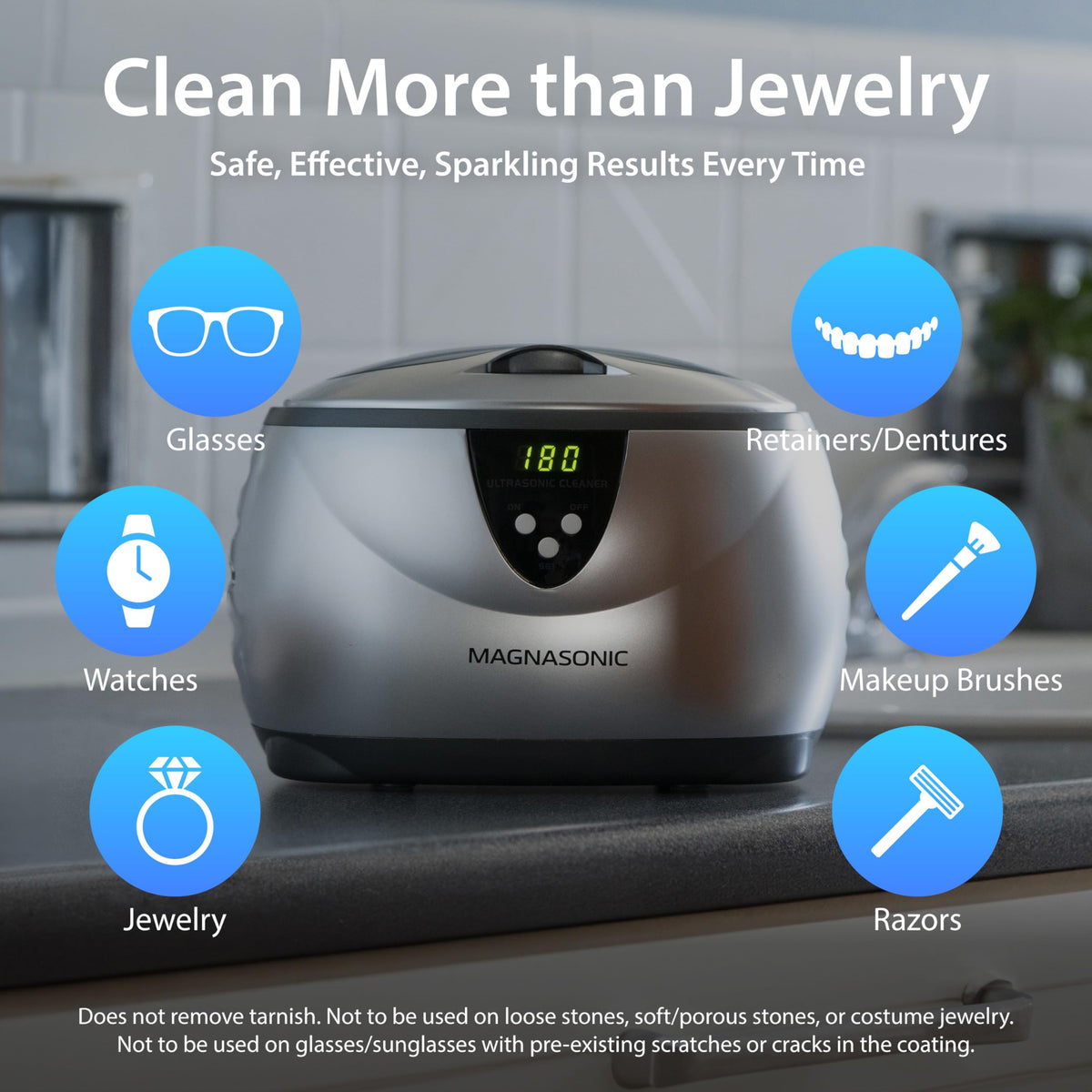 Magnasonic Ultrasonic Jewelry Cleaner, 20oz Stainless Steel Tank