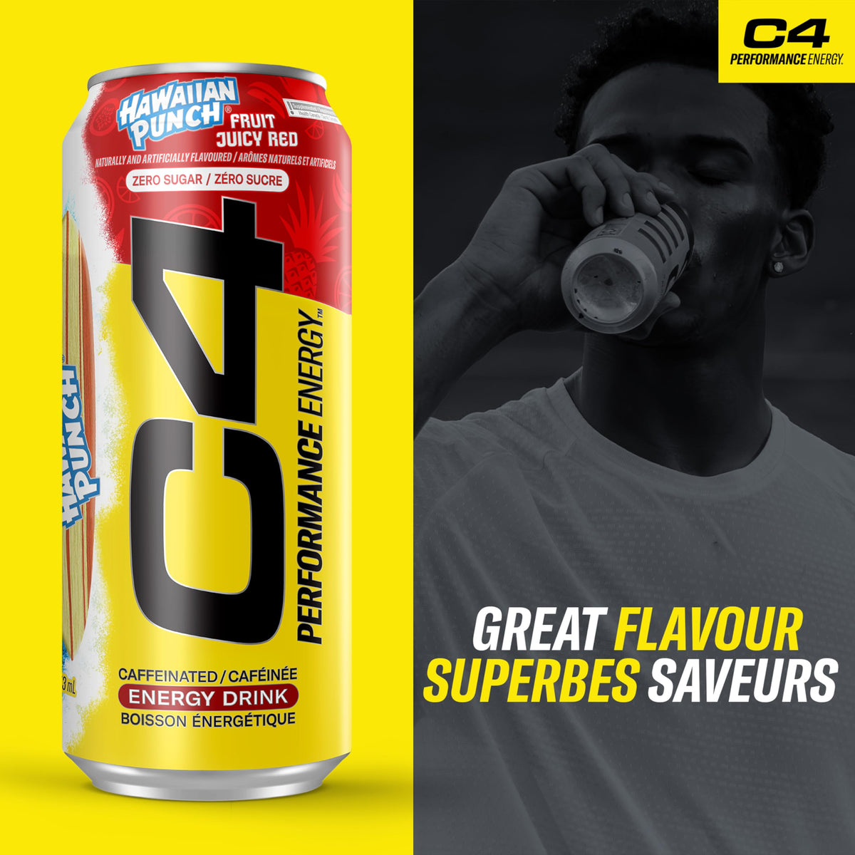 C4 Performance Energy Drink, Hawaiian Punch Juicy Red, 12 x 473 ml