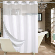 Conbo Mio Hotel Style Fabric Shower Curtain, 71 x 74 in, White Check