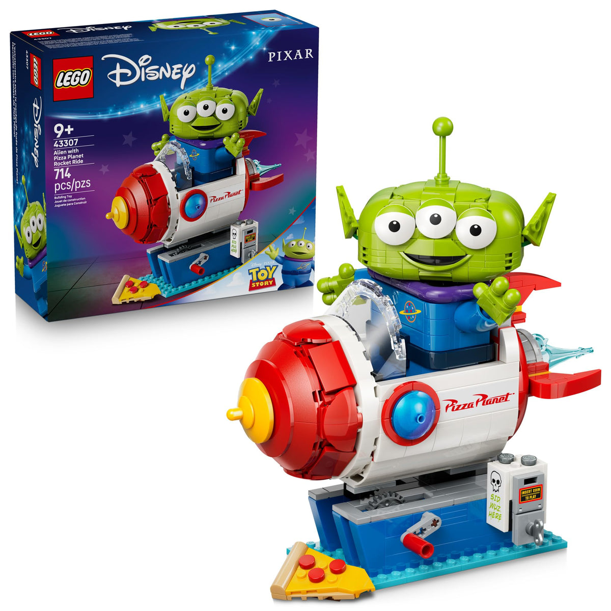 LEGO Disney Pixar Toy Story Alien with Pizza Planet Rocket, 43307