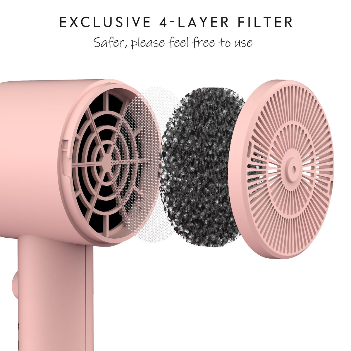 AINA Diffuser Hair Dryer, 1600 W, Babe Pink