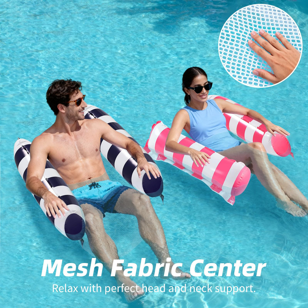HeyStookie 4-in-1 Water Hammock Pool Floats, 51" x 27" (4 Pack)