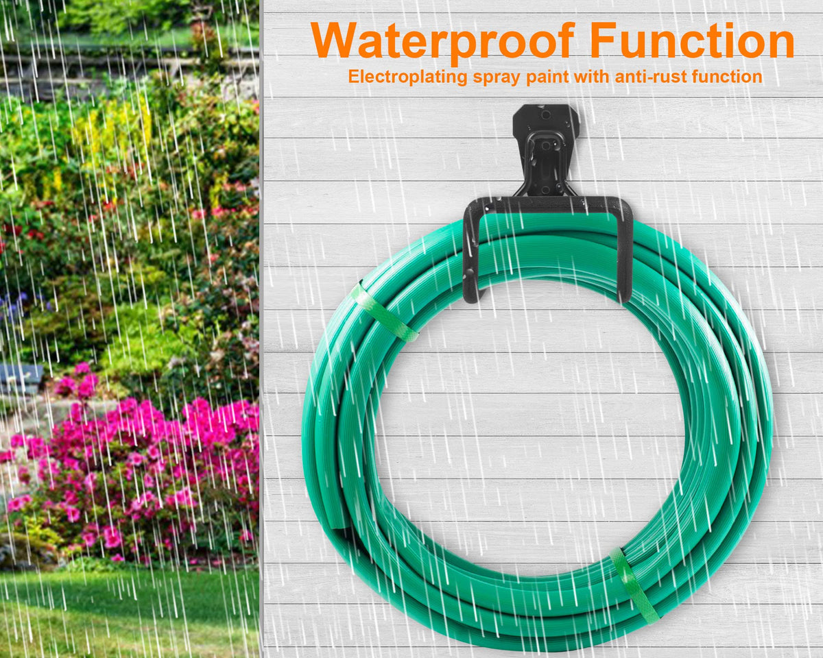 PeoMev Heavy-Duty Metal Wall-Mount Garden Hose Holder, Black