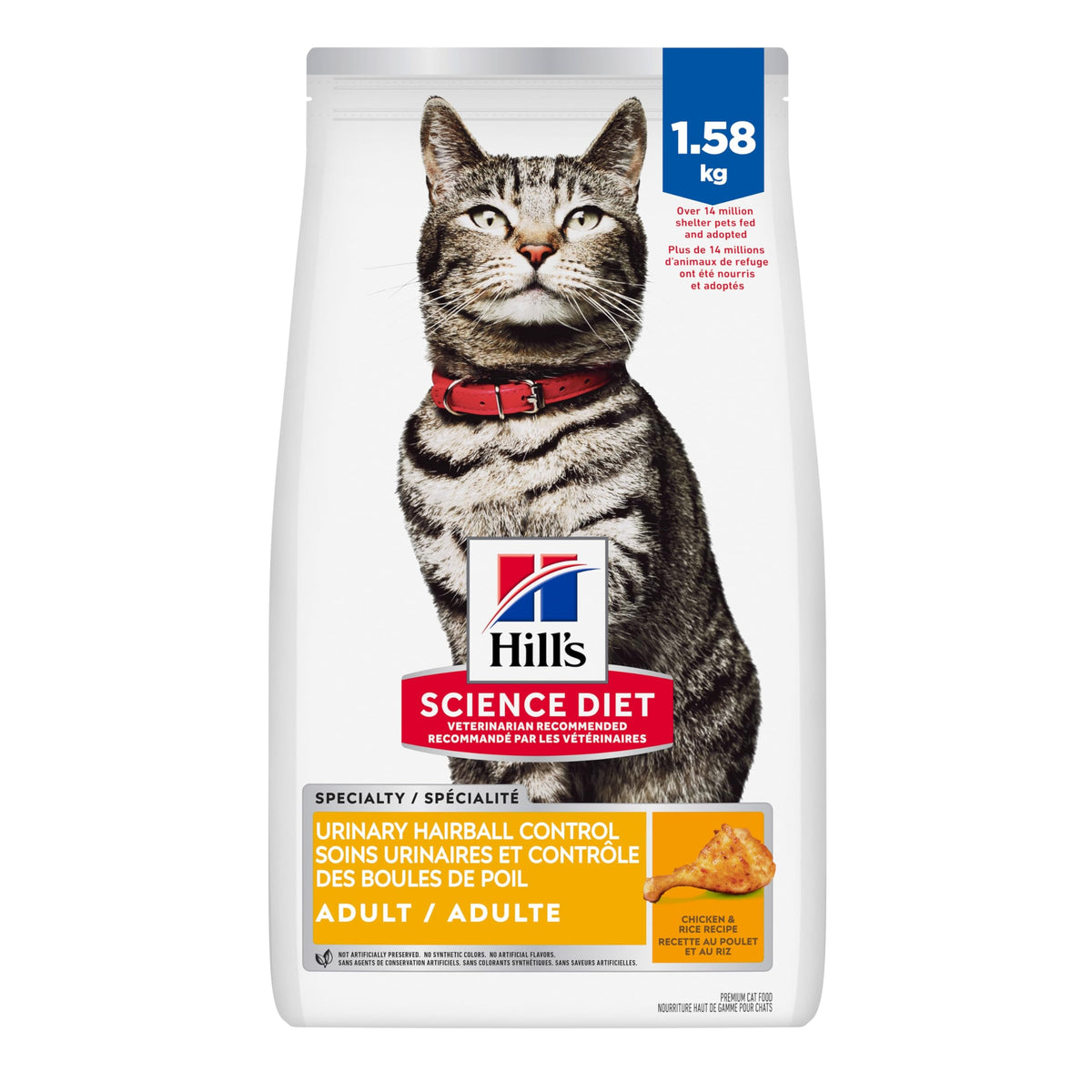 Hill's Science Diet Adult Urinary & Hairball Control Cat Food, 1.58 kg