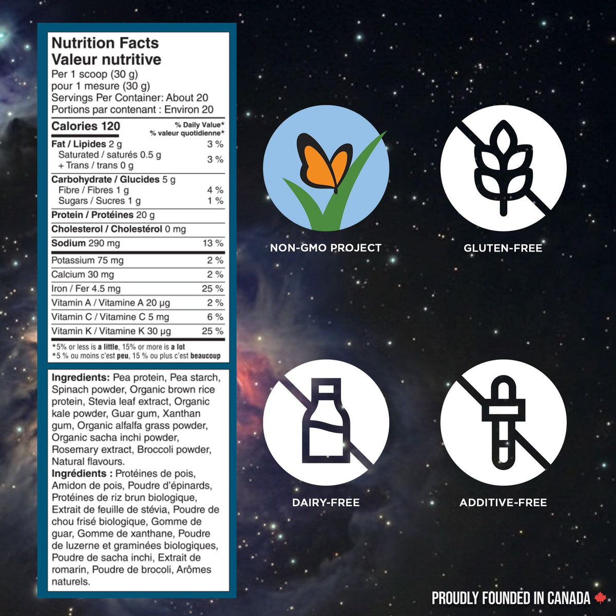Vega Protein + Supergreens Plant-Based Protein, Vanilla, 614 g