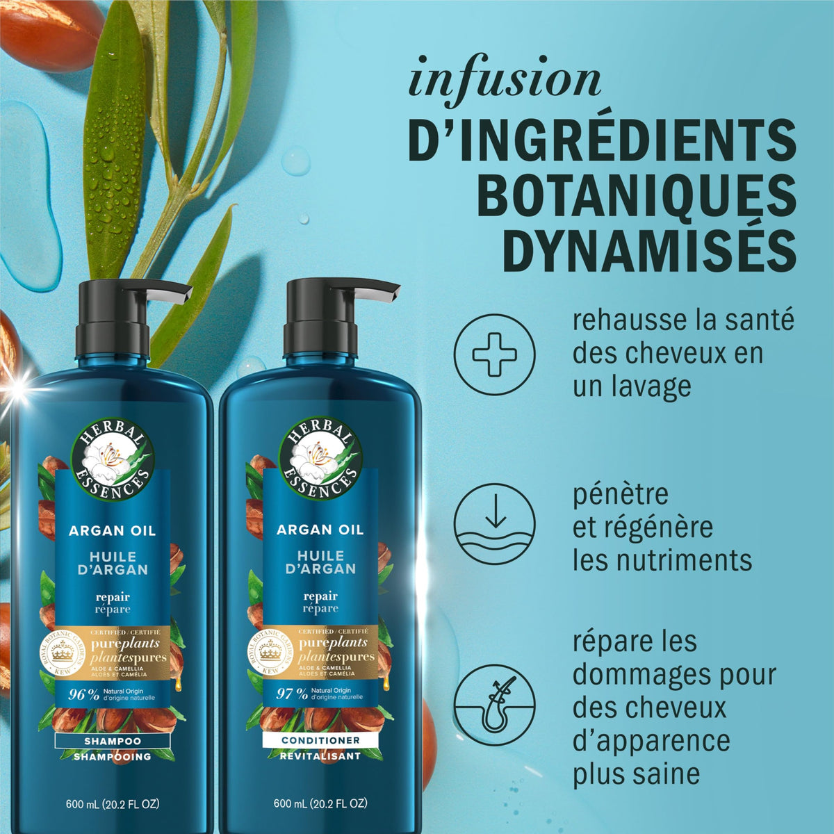 Herbal Essences Argan Oil Shampoo and Conditioner Dual Pack, 600 mL