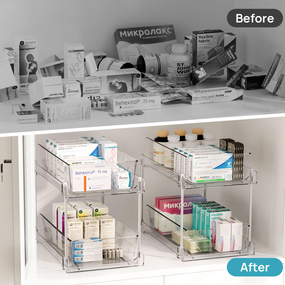 Vtopmart 2 Tier Clear Under Sink Organizers (2 Pack)