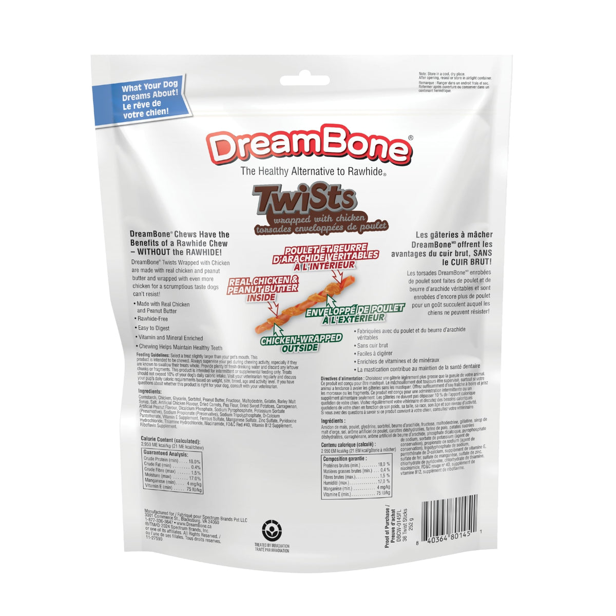 DreamBone Chicken Wrapped Twist Sticks Dog Chews, 36 Count