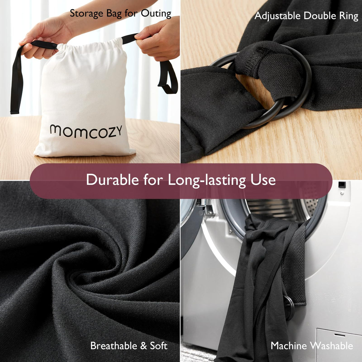 Momcozy Baby Wrap Carrier, Black