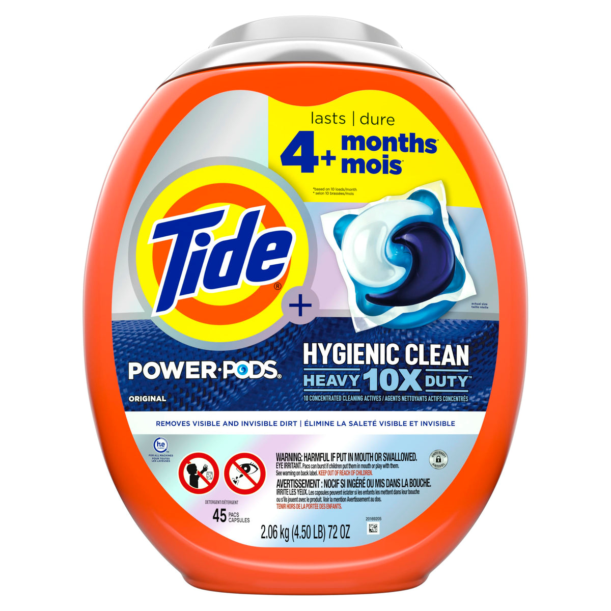 Tide Hygienic Clean Power PODS Laundry Pacs, Original Scent, 45 Count