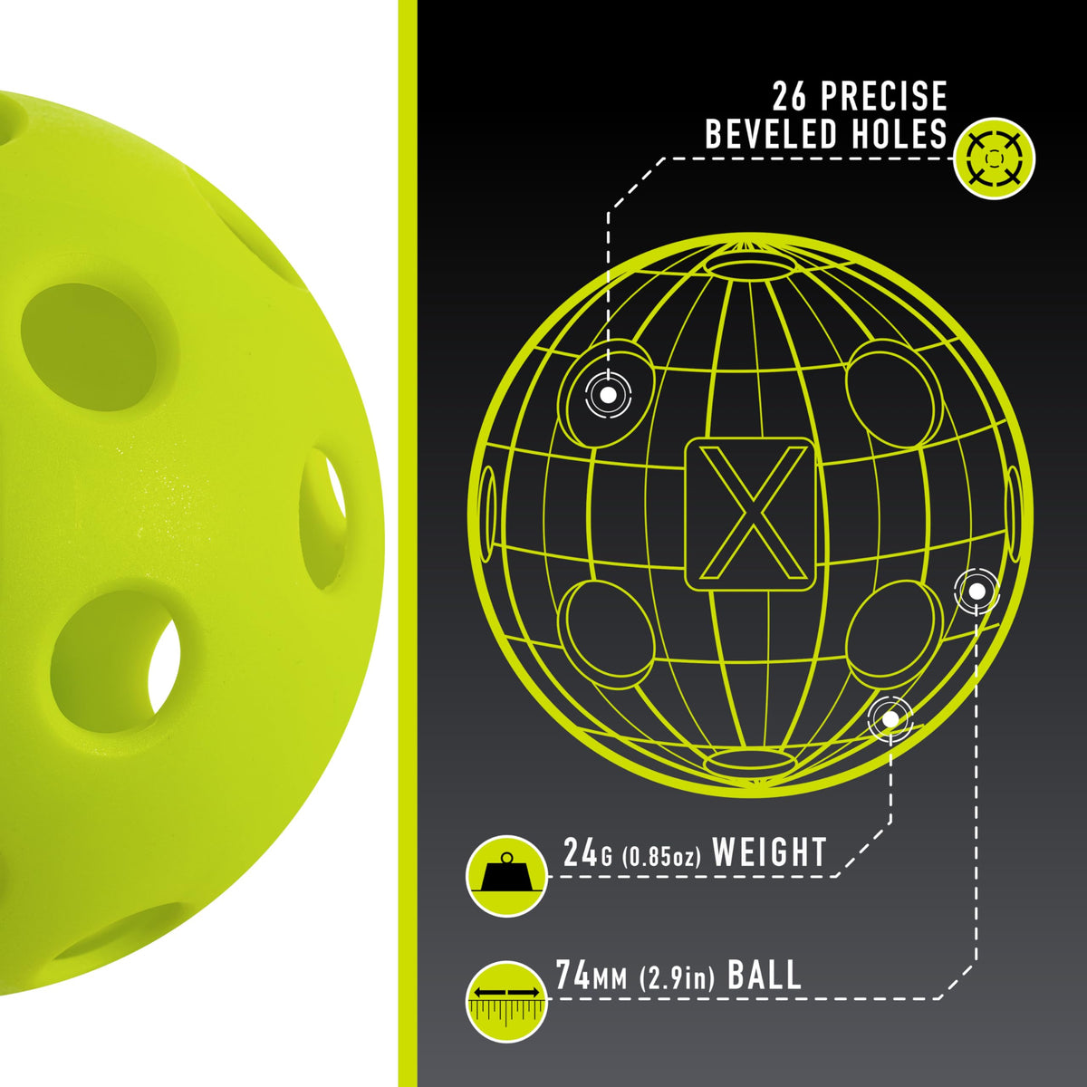 Franklin 52900 X-26 Indoor Pickleball, 3-Pack