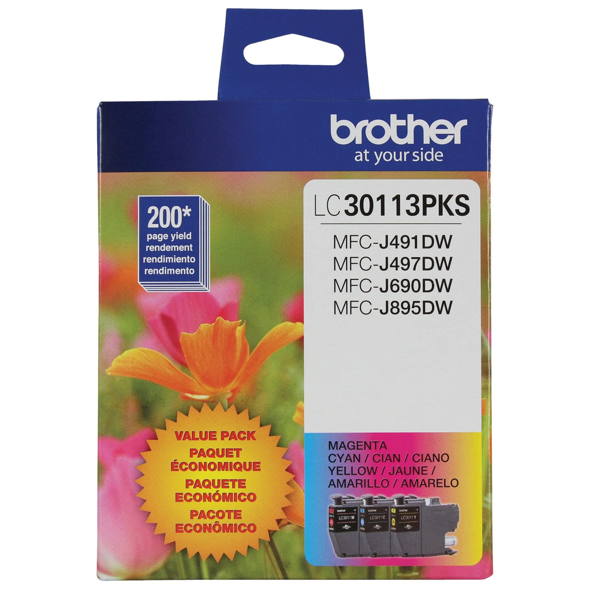 Brother Genuine LC30113PKS Standard Yield Colour Ink Cartridge, 3 Pack