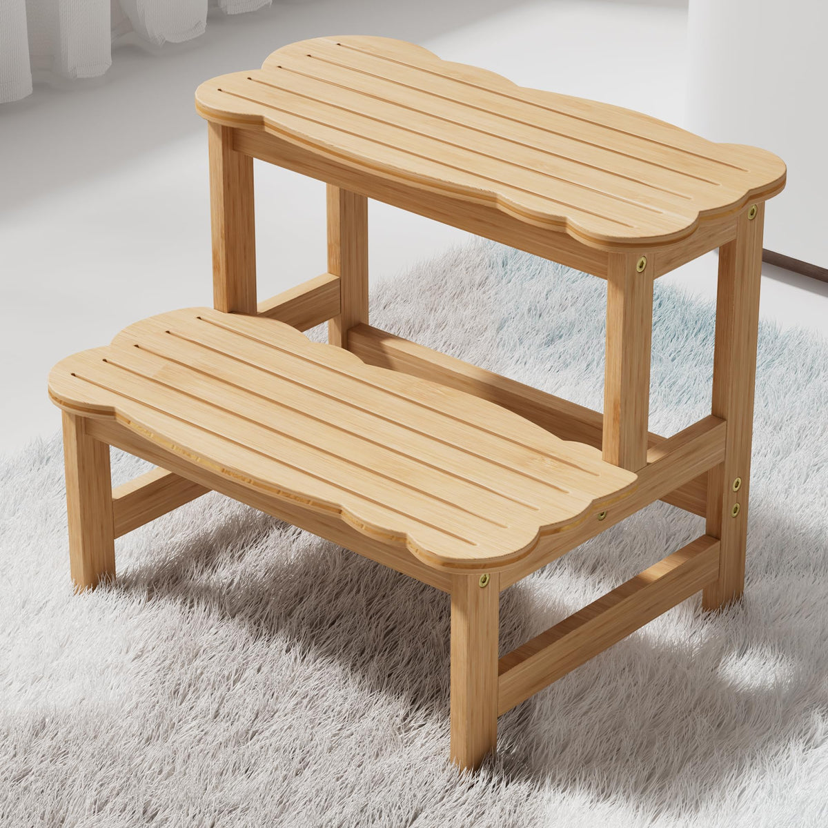 Cosyland Bamboo Step Stool for Kids, 2 Pack, Natural