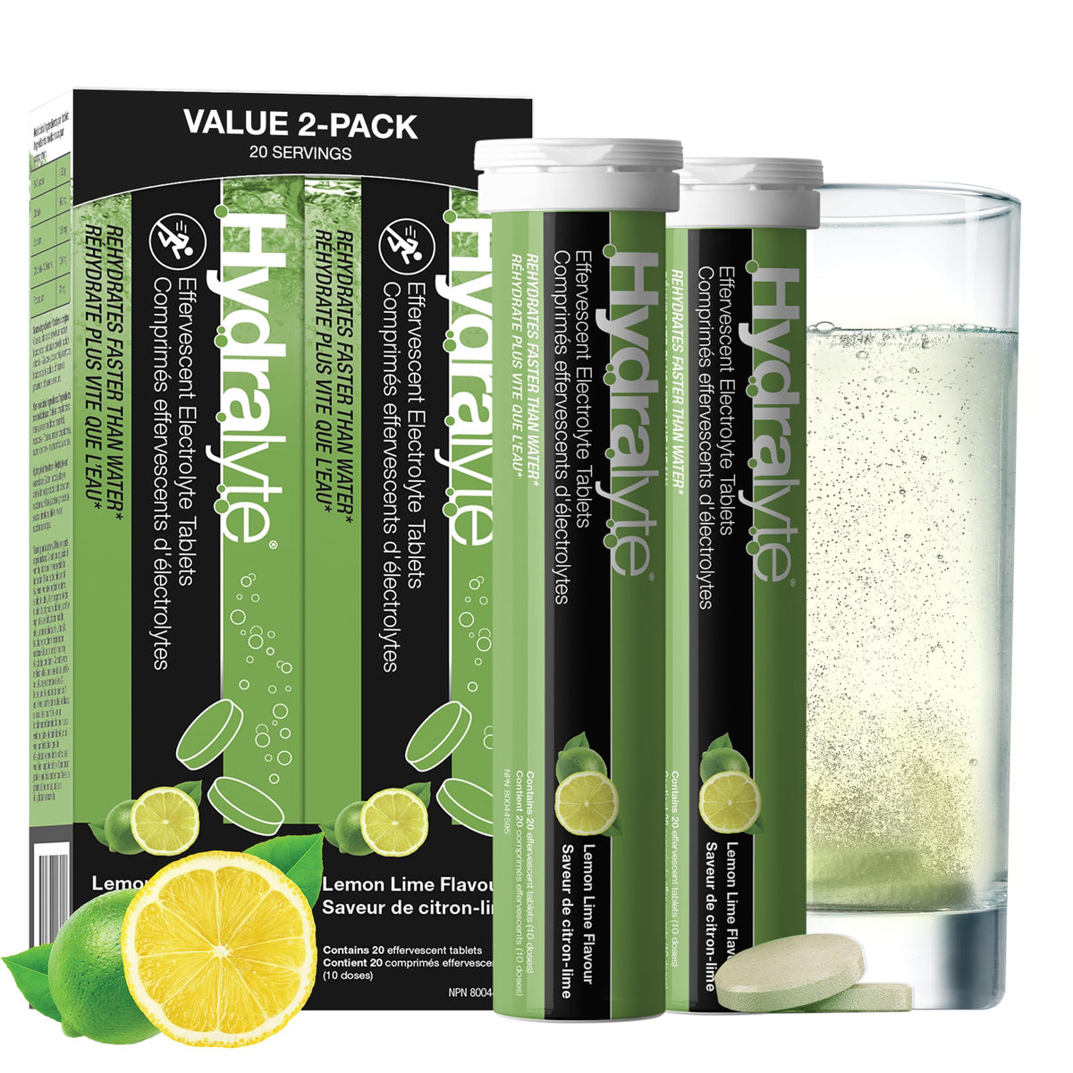 HydraLyte Electrolyte Tablets, Lemon Lime, 40 Count