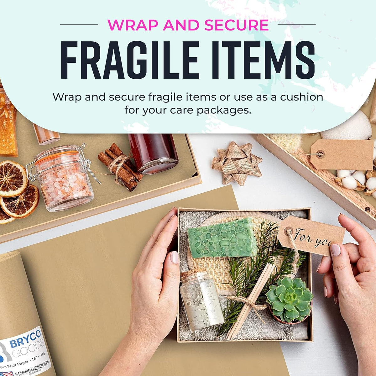 Bryco Goods Brown Kraft Wrapping Paper Roll, 18" x 1200"