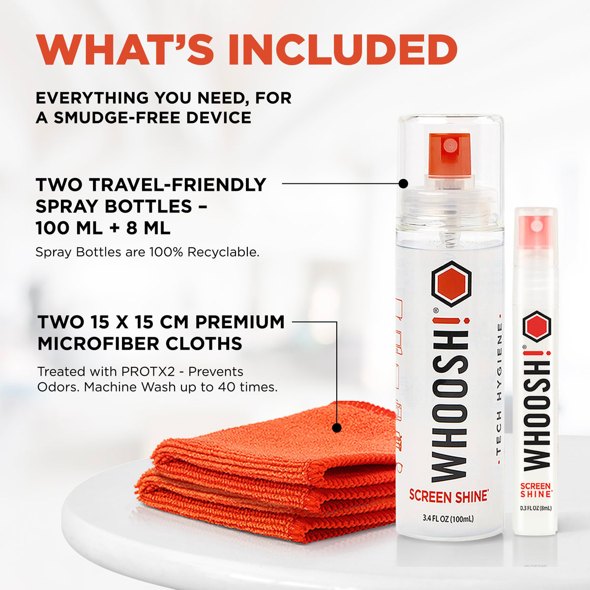 WHOOSH! Screen Shine Duo Electronics Cleaner, 100 mL and 8 mL