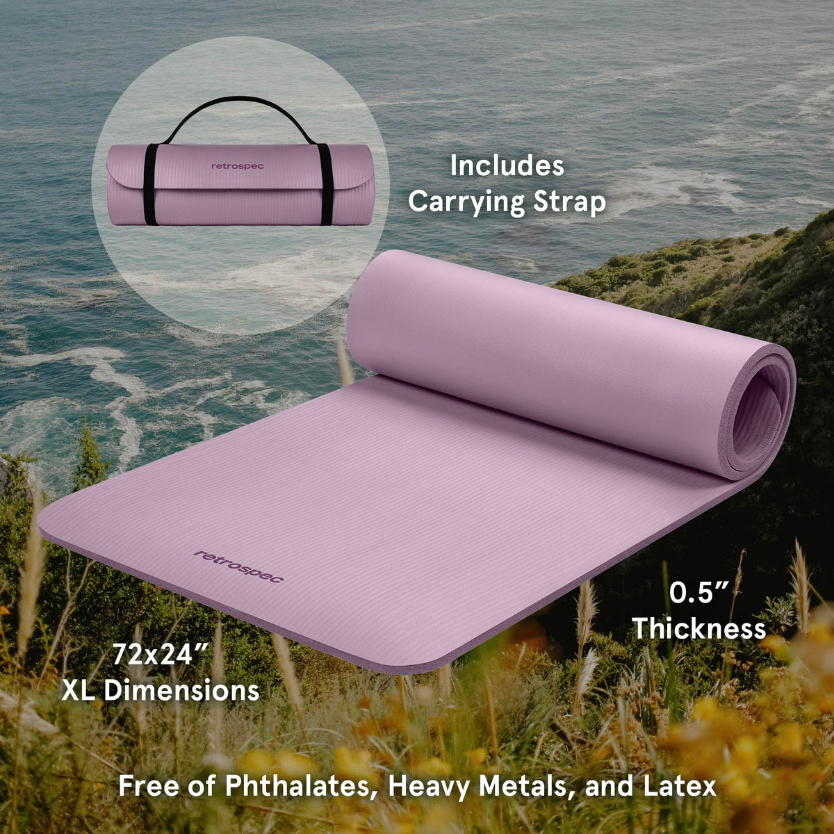 Retrospec Solana Yoga Mat, 1 1/2 Inch Thick