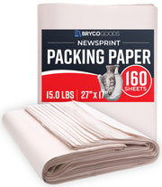 Bryco Goods Newsprint Packing Paper, 5lb, 160 Sheets, 27" x 17"