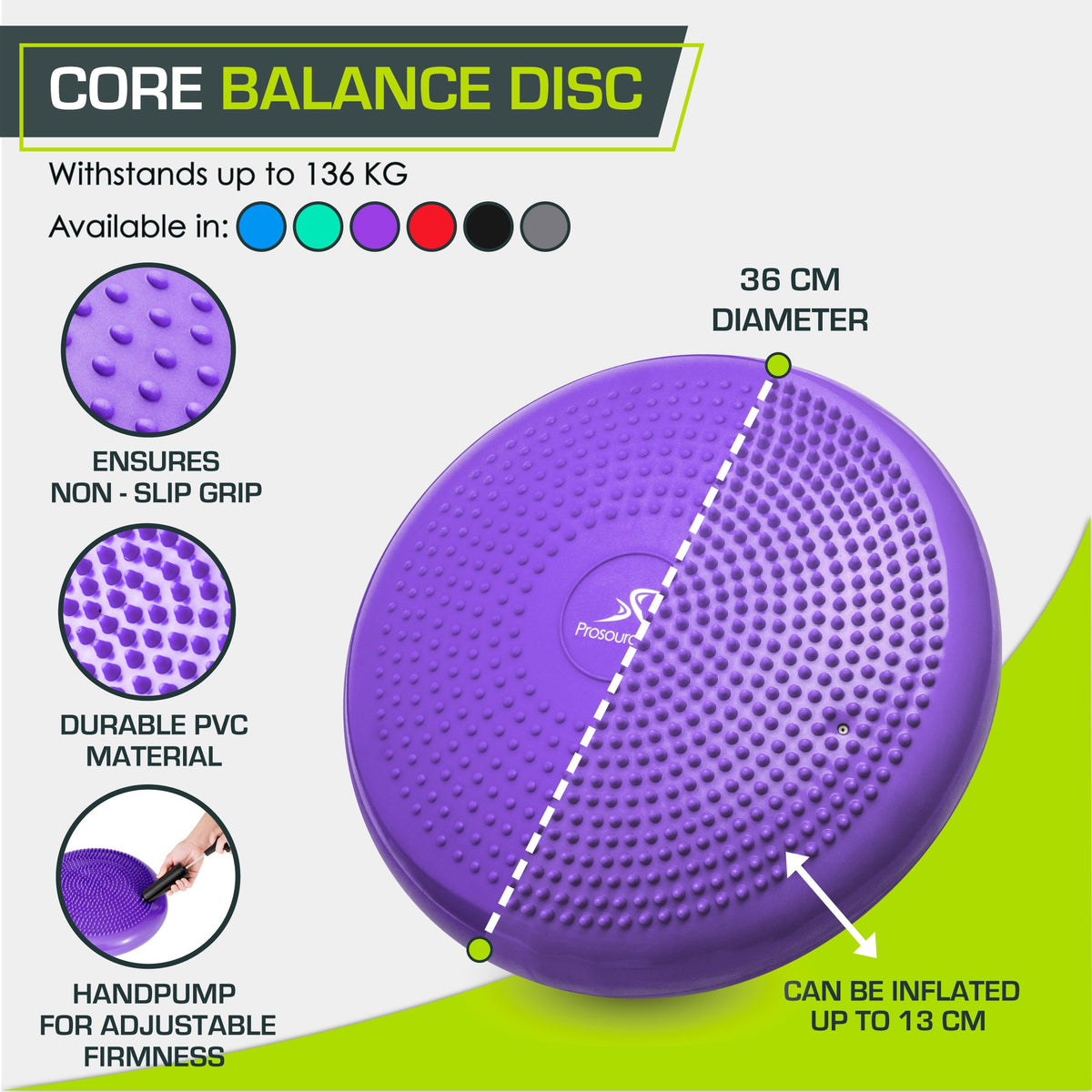 ProsourceFit Core Balance Disc Trainer with Pump, 14"