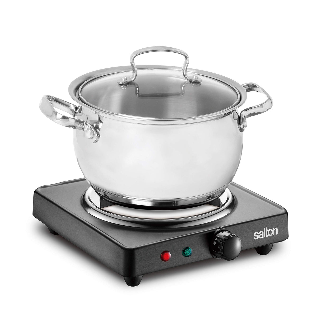 Salton Single Coil Portable Electric Cooktop, 1000 Watts, Black