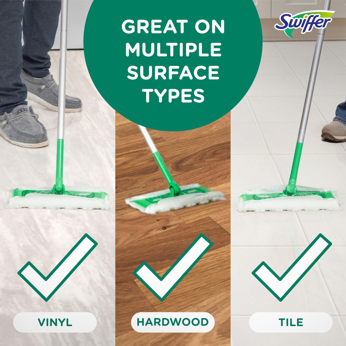 Swiffer Sweep + Mop Starter Kit, 1 Sweeper, 14 Dry Pads, 5 Wet Pads