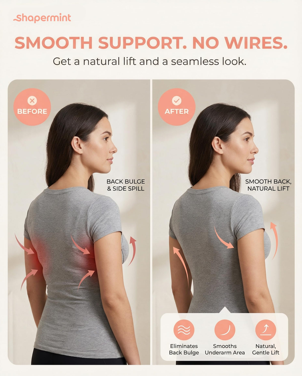 Shapermint Wireless Full Support Seamless Bralette, Black